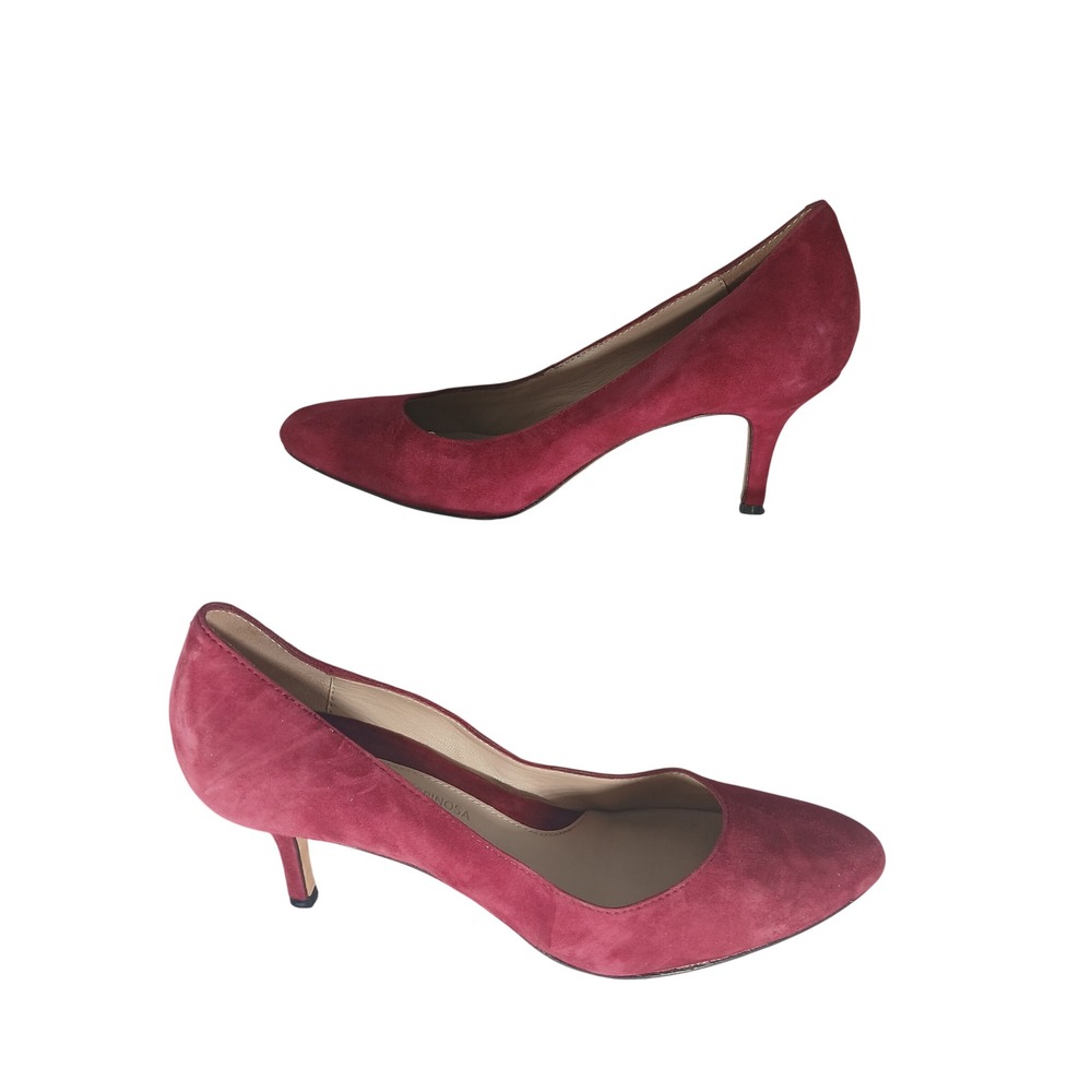 Carolinna Espinosa Magenta Suede Kitten Heel Pumps Almond Toe Womens 7.5 M Z685
